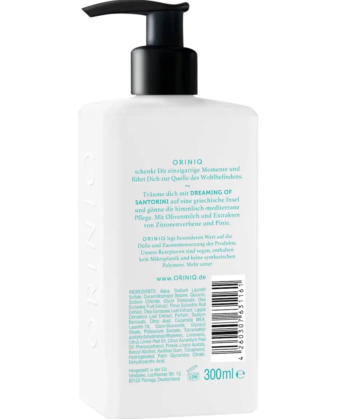 ORINIQ - Dreaming of Santorini liquid soap with olive milk, lemon verbena & pine