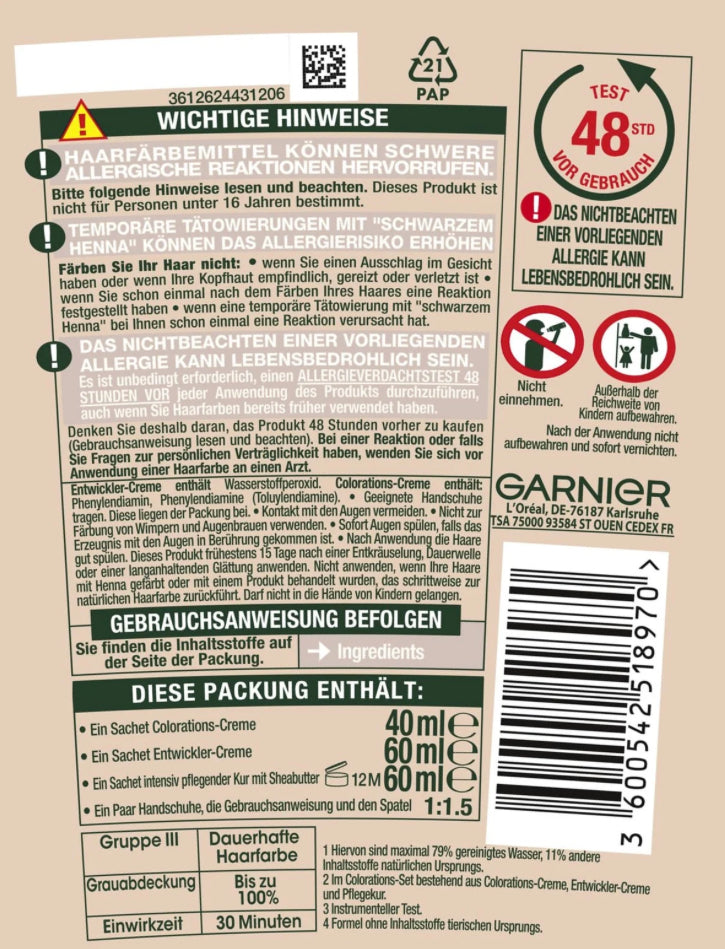 Garnier GOOD Permanent Hair Color 4.0 Cocoa Brown