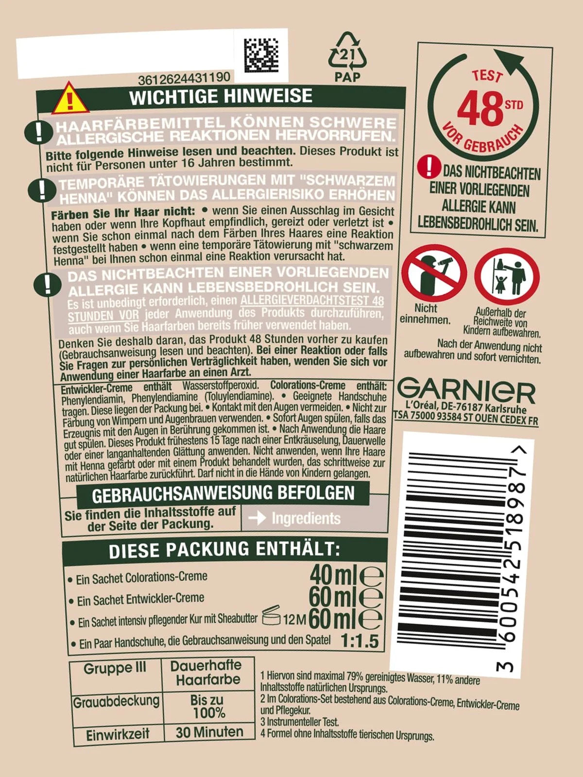 Garnier GOOD Permanent Hair Color 4.15 Cool Chestnut Brown